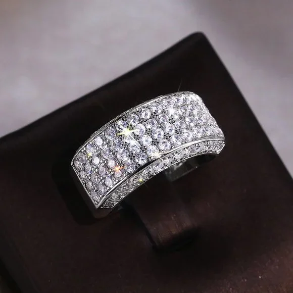 💛 925 Silver Plated Beautiful CZ Luxury Ring for Women Men, MLNN1176 - Picture 4 of 7